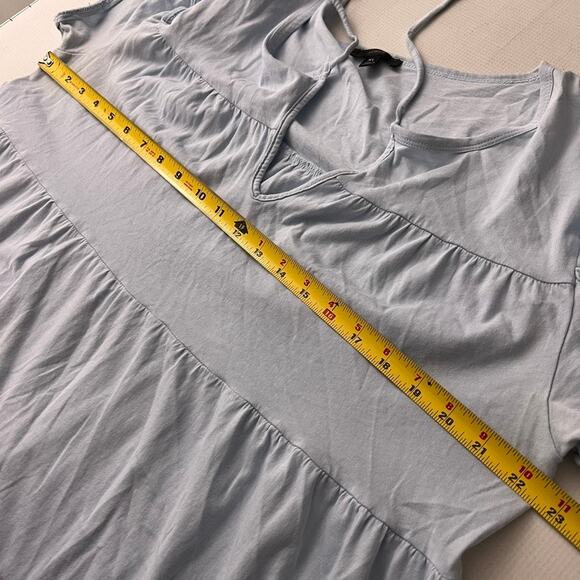 J. Crew Broken In Jersey Tiered Mini Dress Blue Short Sleeve Size XL - Picture 4 of 10